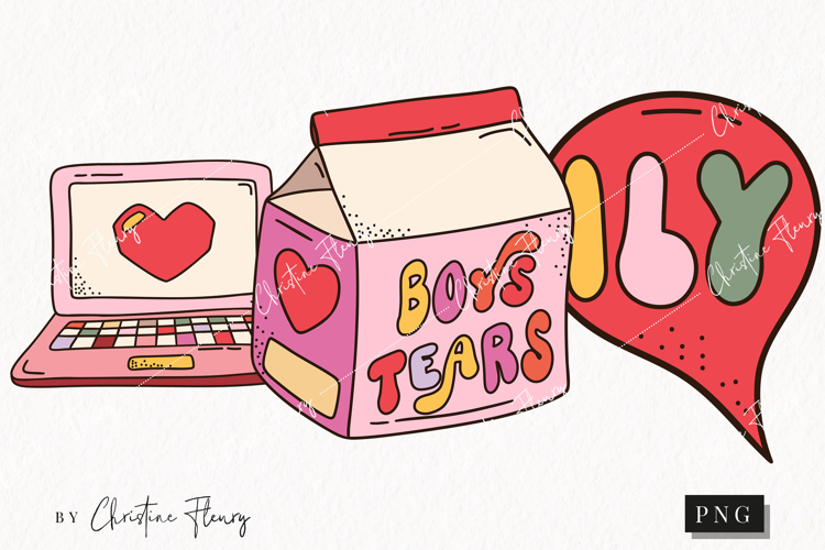 Retro Valentine Clipart | Valentines Day PNG