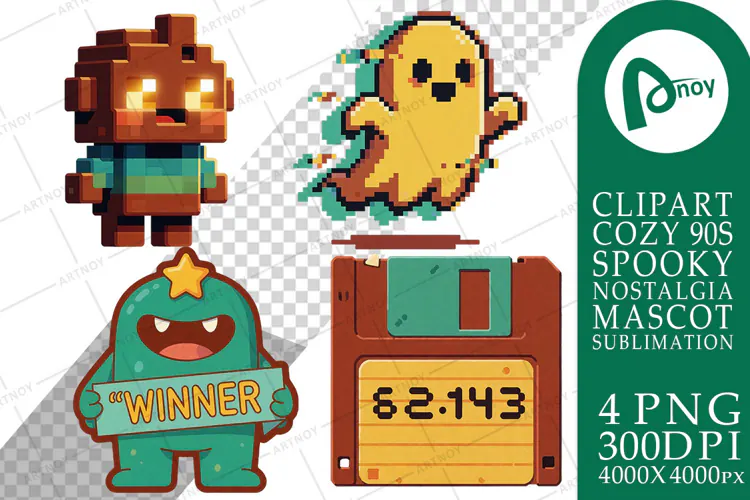 90s Arcade Pixel Monsters Sublimation