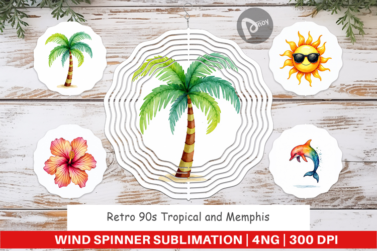 Retro 90s Tropical Memphis Wind Spinner