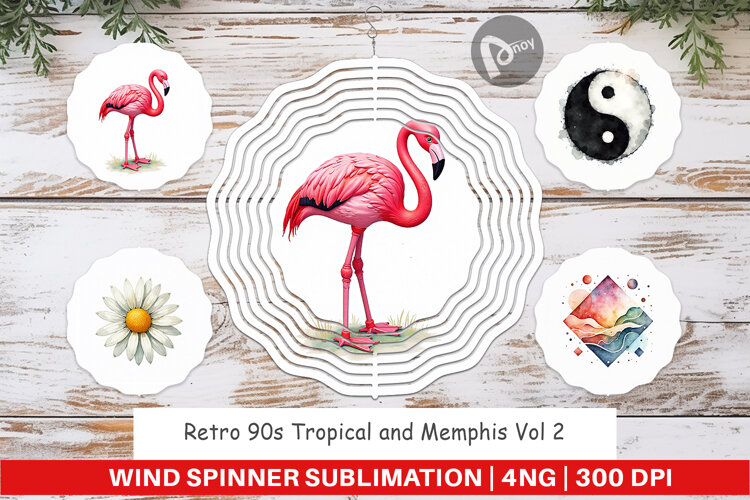 Retro 90s Tropical Memphis Wind Spinner example image 1