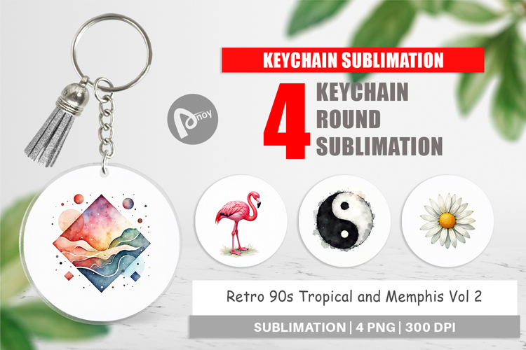 Retro 90s Tropical Memphis Keychain