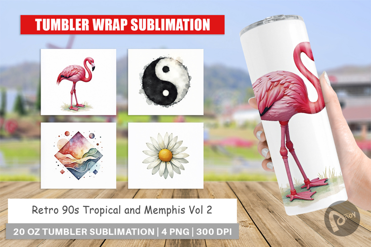 Retro 90s Tropical Memphis Tumbler