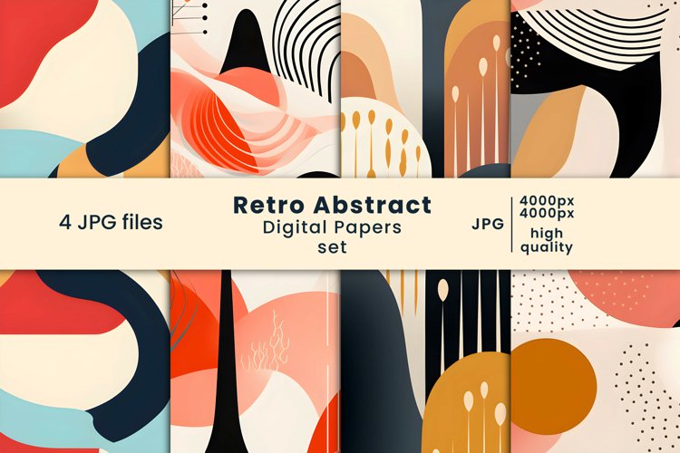 retro abstract digital papers and colorful patterns