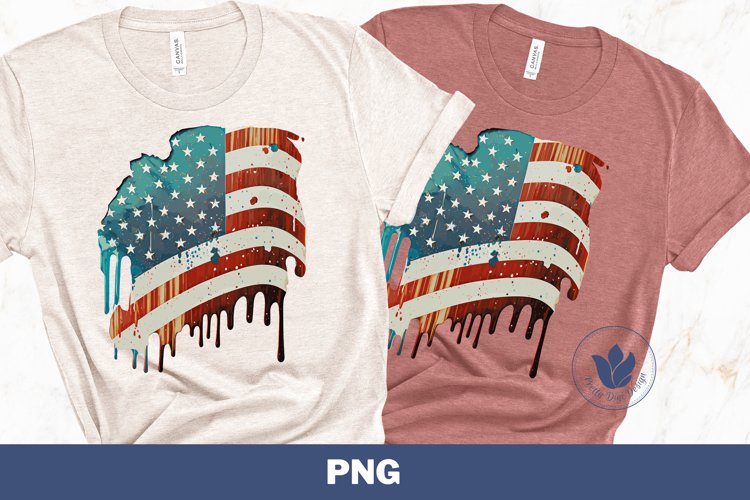 Retro American Flag Watercolor PNG Sublimation T1