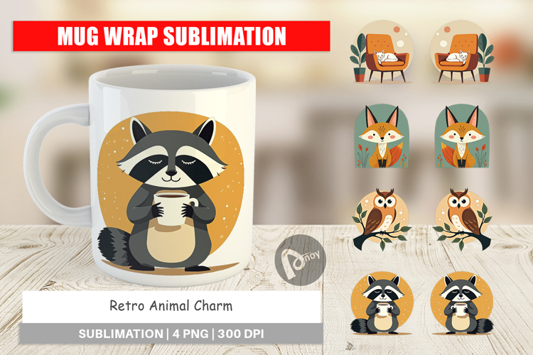 Mug Wrap Retro Animal Charm
