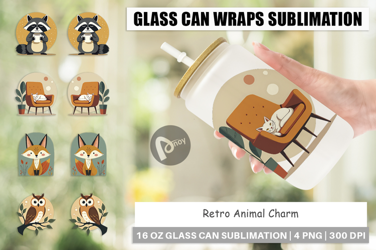 Glass Can Retro Animal Charm
