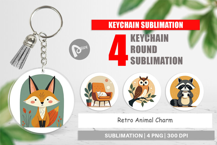 Keychain Retro Animal Charm example image 1