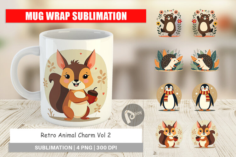 Mug Wrap Retro Animal Charm example image 1