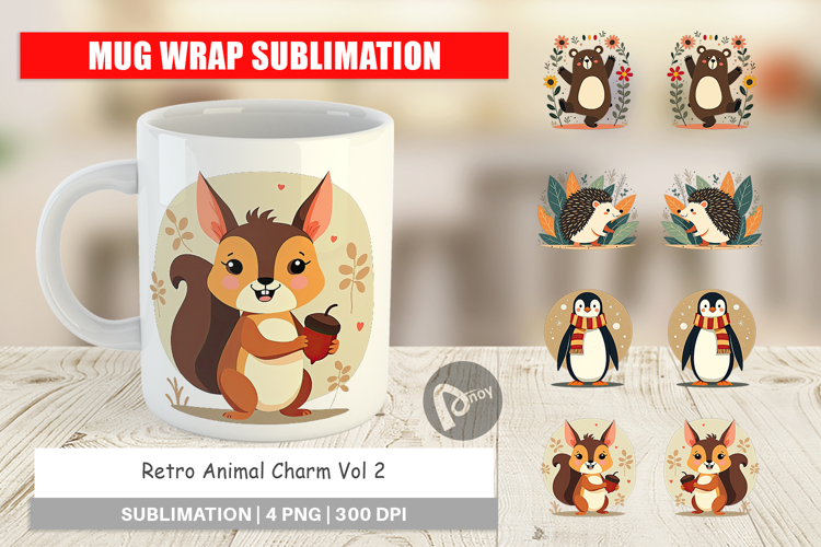 Mug Wrap Retro Animal Charm