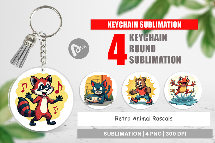 Keychain Retro Animal Rascals