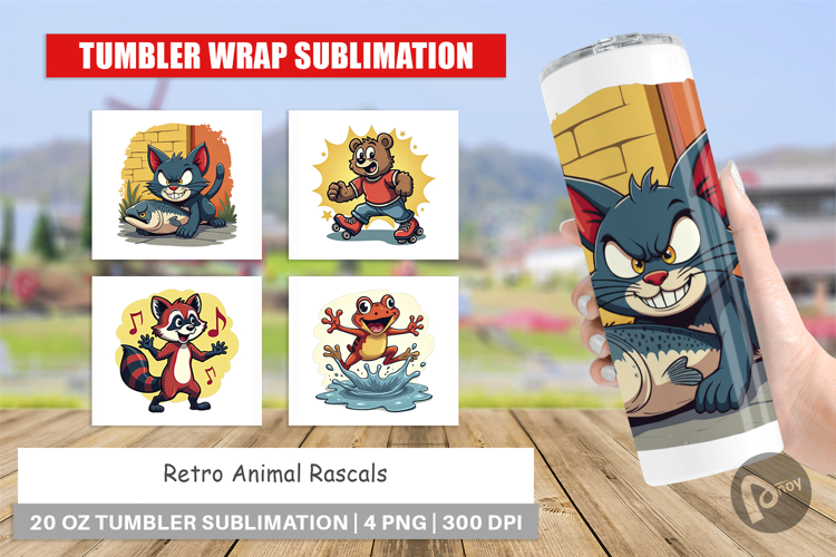 Tumbler Retro Animal Rascals