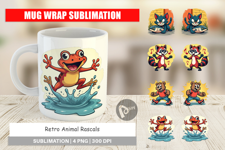 Mug Wrap Retro Animal Rascals