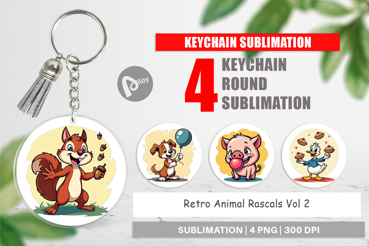 Keychain Retro Animal Rascals