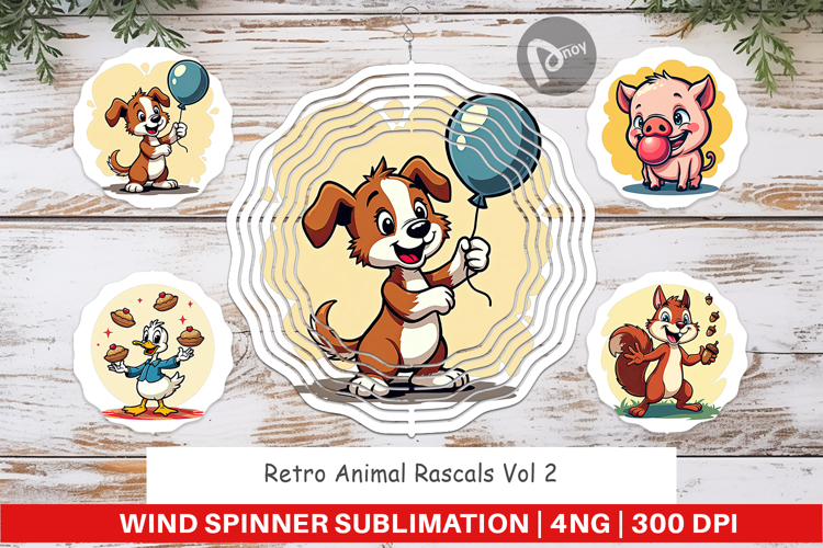 Wind Spinner Retro Animal Rascals