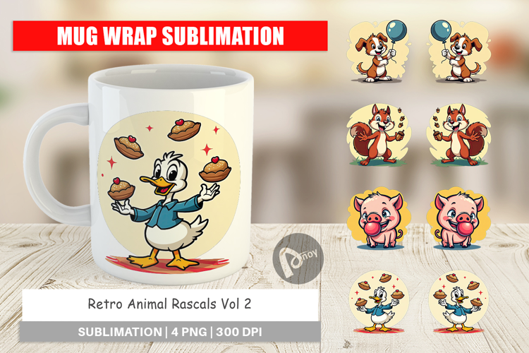 Mug Wrap Retro Animal Rascals