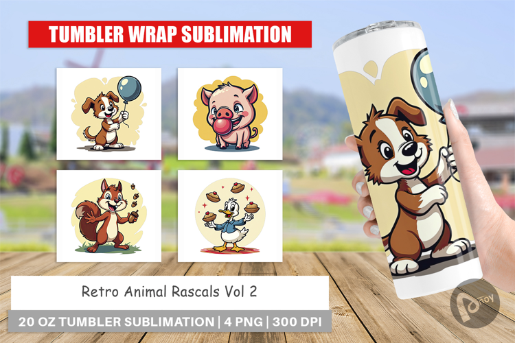 Tumbler Retro Animal Rascals