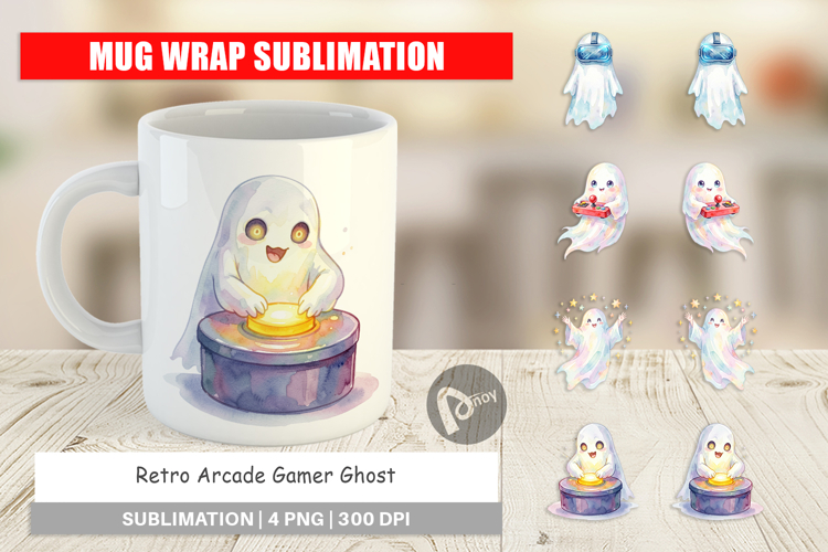 Retro Arcade Gamer Ghost Mug Wrap