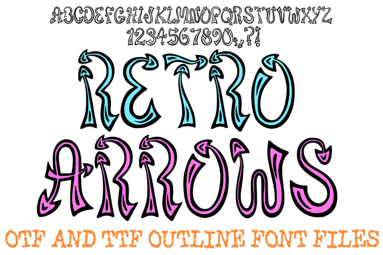 Retro Arrows ABC Font Typeface Alphabet OTF TTF Illustration example image 1