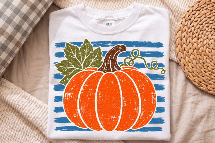 Retro Autumn Pumpkin Stripes Design PNG, Fall Retro Design