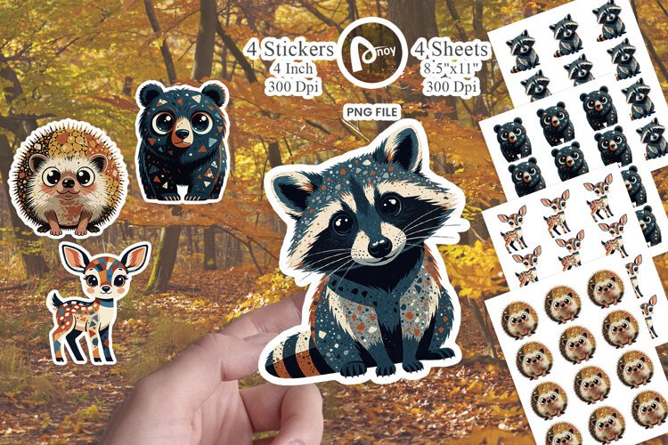 Retro Autumn Terrazzo Woodland Sticker example image 1