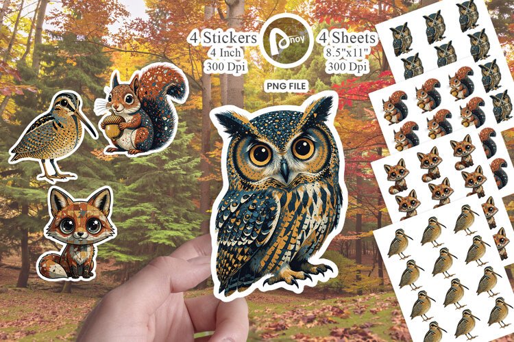 Retro Autumn Terrazzo Woodland Sticker example image 1