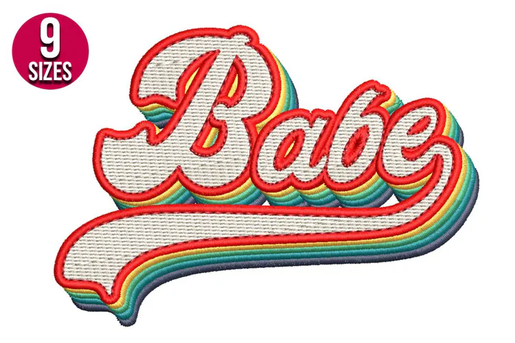 Retro Babe Text Machine Embroidery Design - 9 sizes