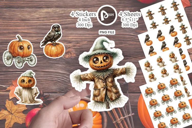 Retro Big-Eyed Pumpkin Parade Sticker