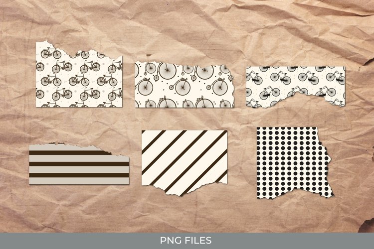 Retro Bike Torn Paper - Scrapbook Embellishment example image 1