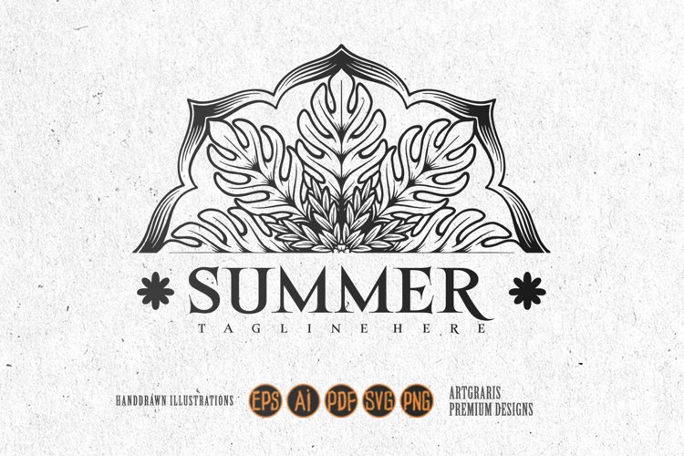 Retro blooms vintage floral mandala summer twist monochrome example image 1