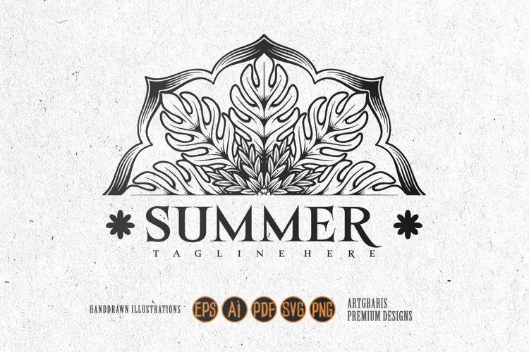 Retro blooms vintage floral mandala summer twist monochrome