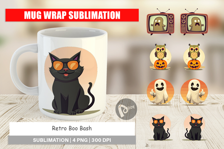 Mug Wrap Retro Boo Bash