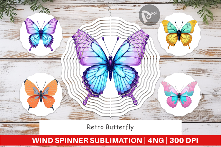 Wind Spinner Retro Butterflies