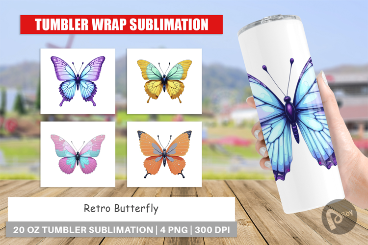 Tumbler Retro Butterflies