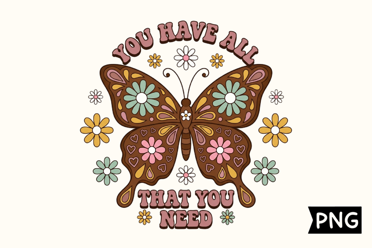 Retro Butterfly Quote PNG Design