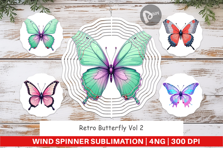 Wind Spinner Retro Butterflies