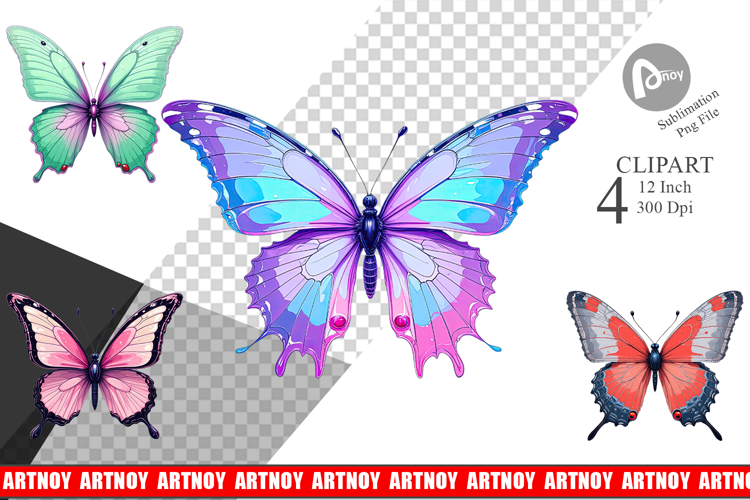 Retro Butterflies Clipart