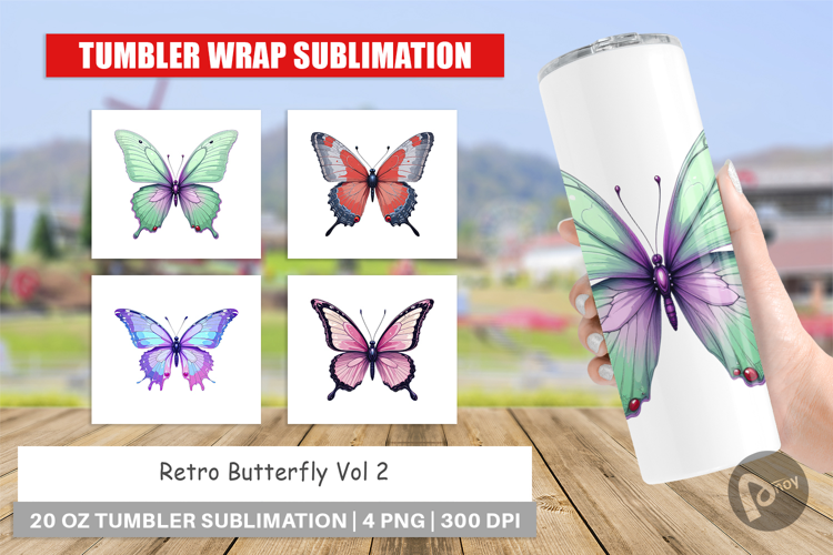 Tumbler Retro Butterflies