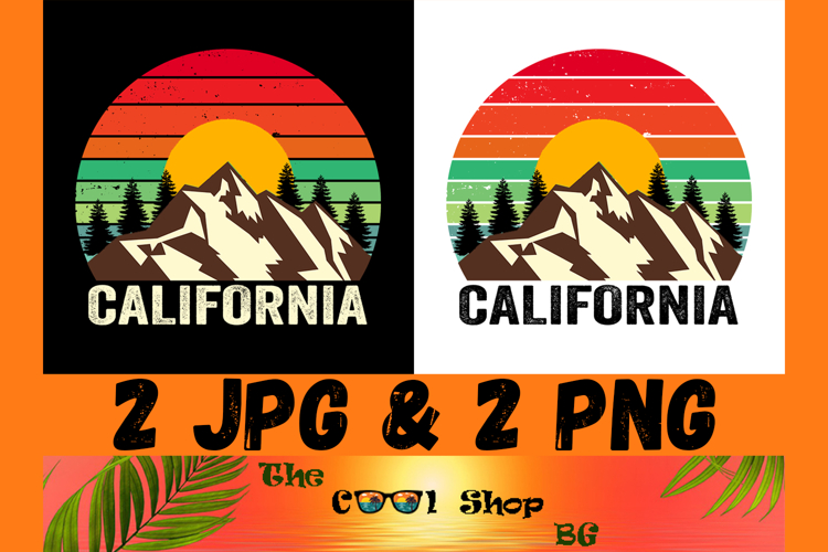 Retro California Vintage Sublimation Png, California Sunset
