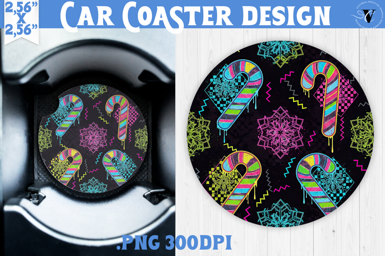 Vintage vibe car coaster | 90s graffiti style christmas