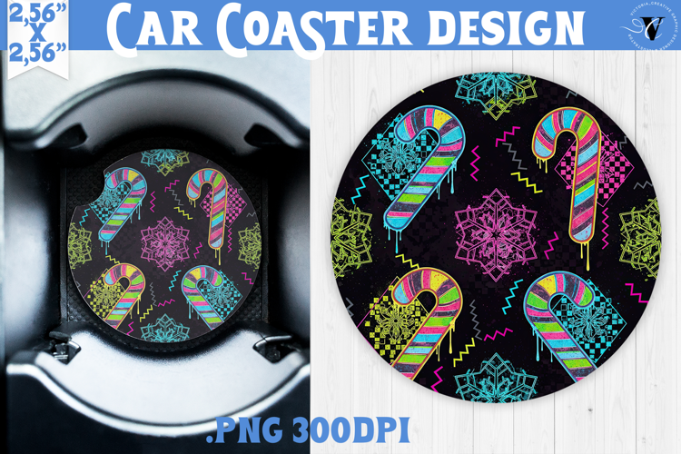 Vintage vibe car coaster | 90s graffiti style christmas