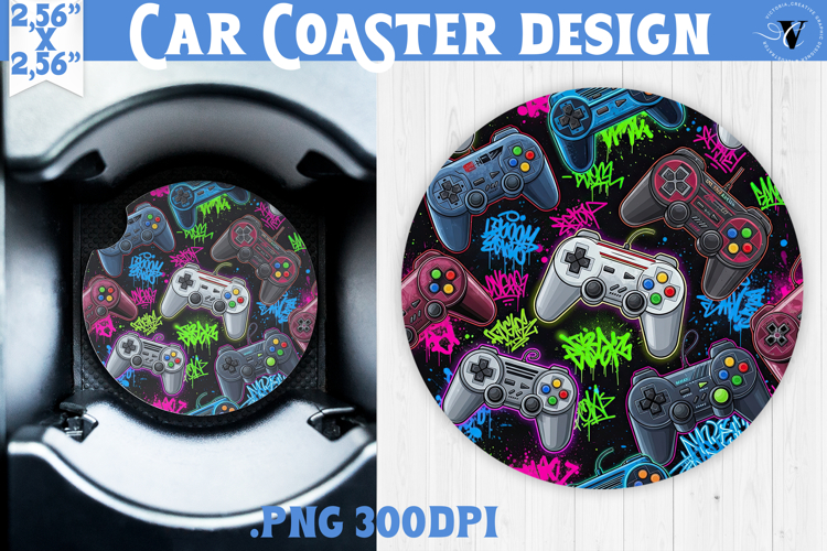 Vintage vibe car coaster | 90s graffiti style and neon