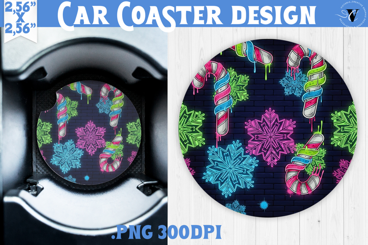 Vintage vibe car coaster | 90s graffiti style christmas