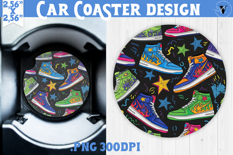 Vintage vibe car coaster | 90s graffiti style and neon