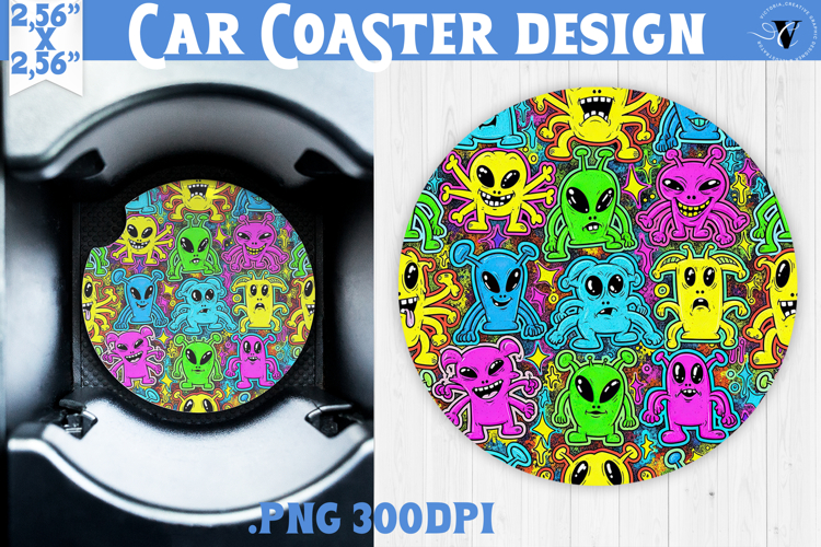 Vintage vibe car coaster | 90s graffiti style and neon