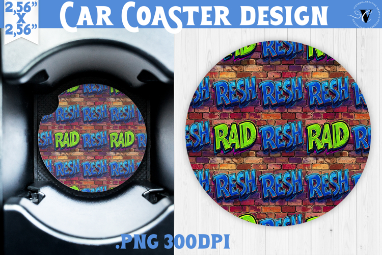 Vintage vibe car coaster | 90s graffiti style and neon