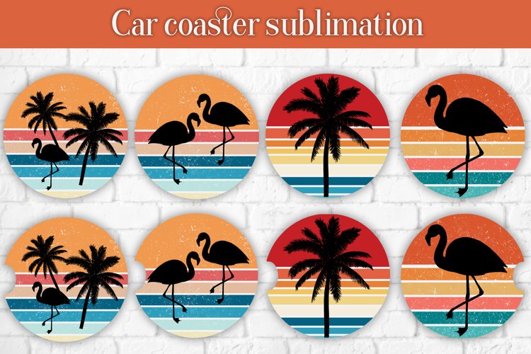 Car coaster sublimation design | Tropical keychain design