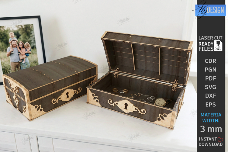Retro Treasure Chest Laser Cut | Vintage Box | Jewelry Boxes
