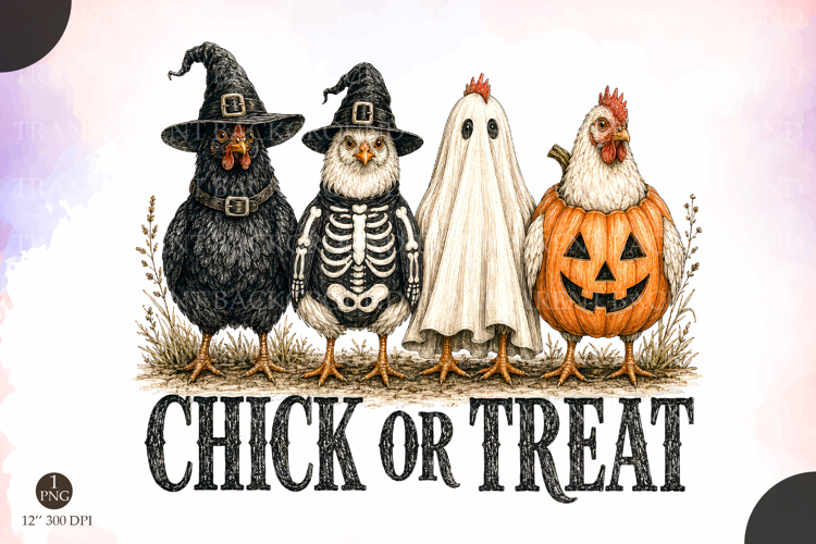 Retro Chicken Halloween PNG, Chick Or Treat Png