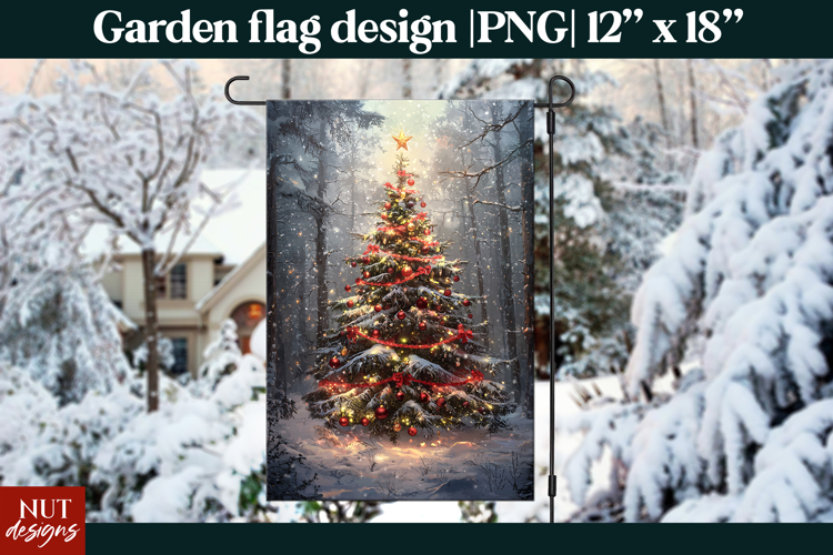 Christmas garden flag Retro Christmas Tree Flag sublimation
