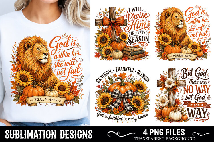 Retro Christian Fall Inspirational PNG PNG Sublimation example image 1